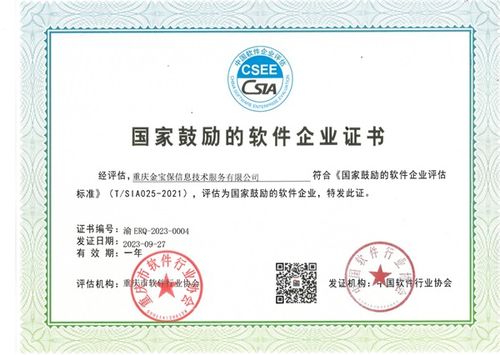 重慶三峽擔保集團子公司金寶保榮獲國家鼓勵的軟件企業稱號，彰顯重慶軟件開發實力